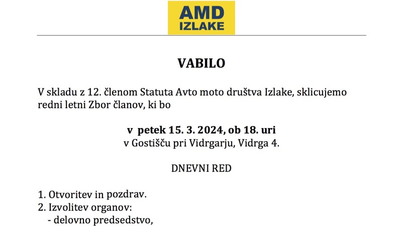 Zbor članov AMD Izlake 2024